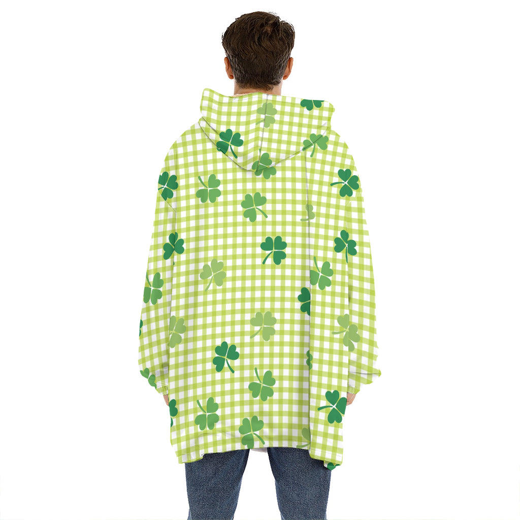 St. Patrick's Day Buffalo Plaid Print Hoodie Blanket