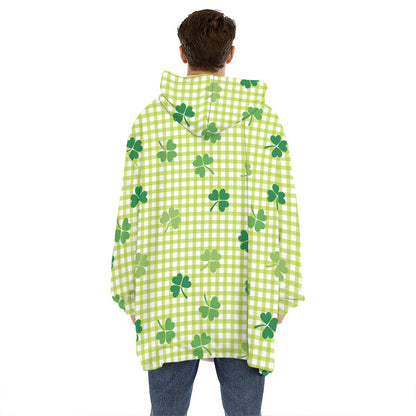 St. Patrick's Day Buffalo Plaid Print Hoodie Blanket