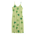 St. Patrick's Day Buffalo Plaid Print Jersey Midi Cami Dress