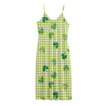 St. Patrick's Day Buffalo Plaid Print Jersey Midi Cami Dress