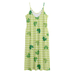 St. Patrick's Day Buffalo Plaid Print Jersey Midi Cami Dress