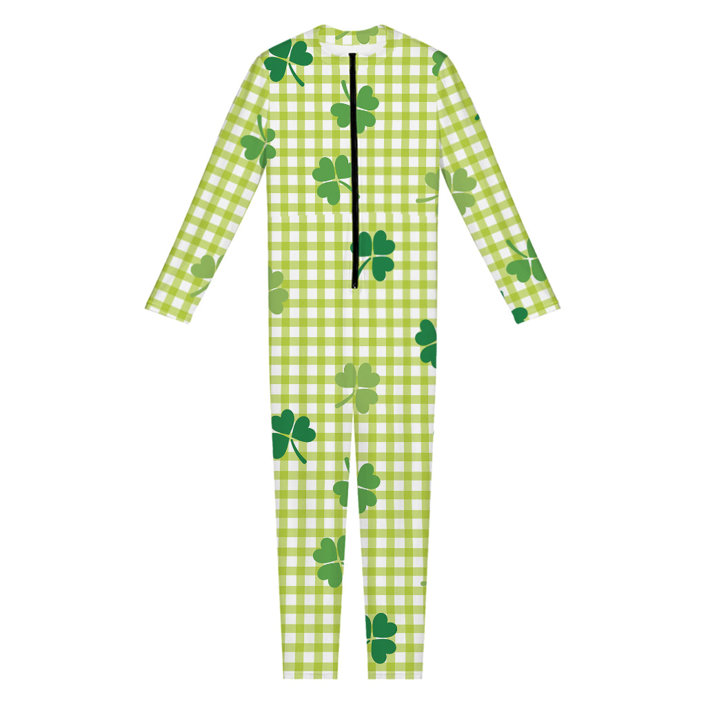 St. Patrick's Day Buffalo Plaid Print Jumpsuit