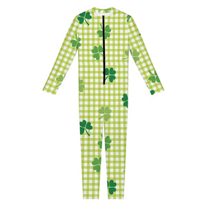 St. Patrick's Day Buffalo Plaid Print Jumpsuit