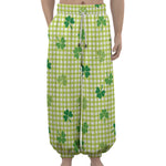 St. Patrick's Day Buffalo Plaid Print Lantern Pants