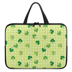 St. Patrick's Day Buffalo Plaid Print Laptop Sleeve With Handle
