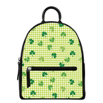 St. Patrick's Day Buffalo Plaid Print Leather Backpack