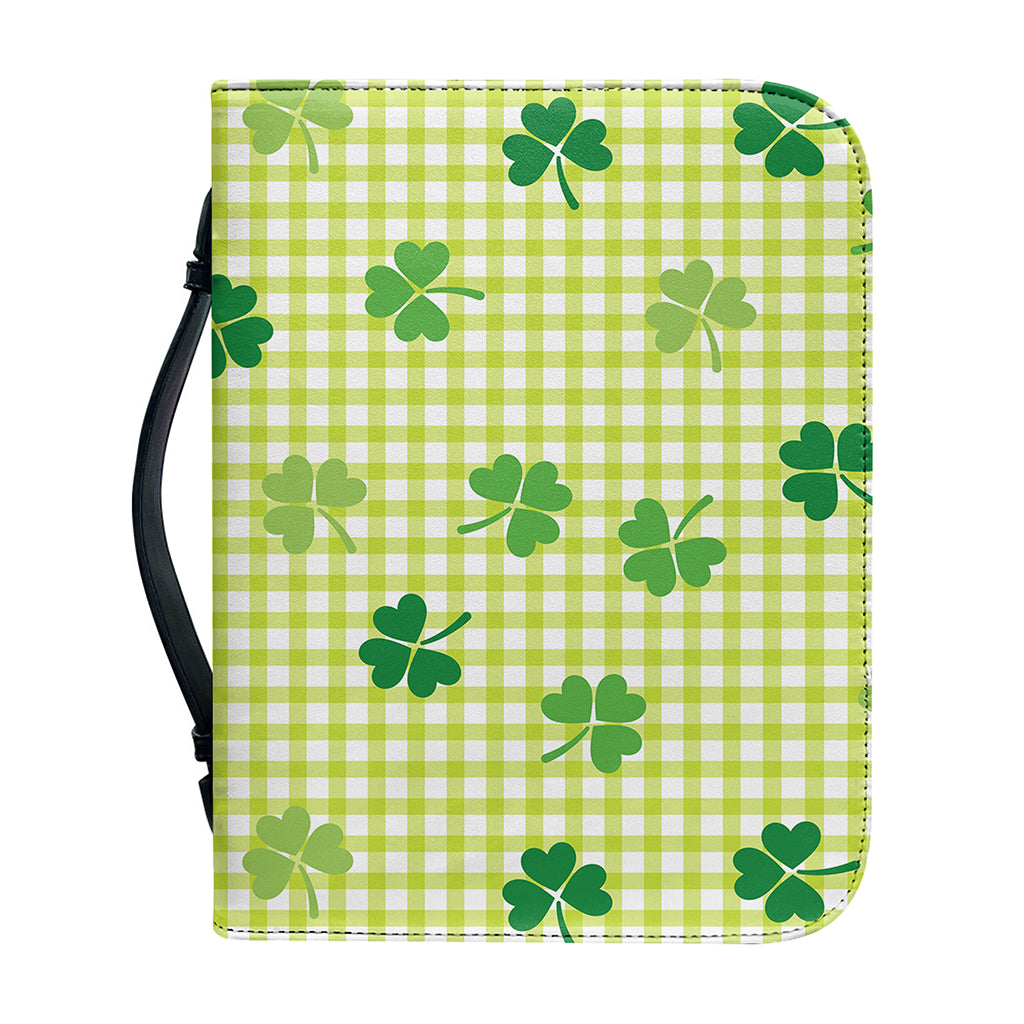 St. Patrick's Day Buffalo Plaid Print Leather Bible Cover
