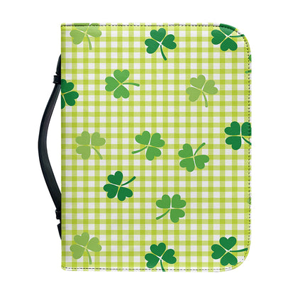 St. Patrick's Day Buffalo Plaid Print Leather Bible Cover