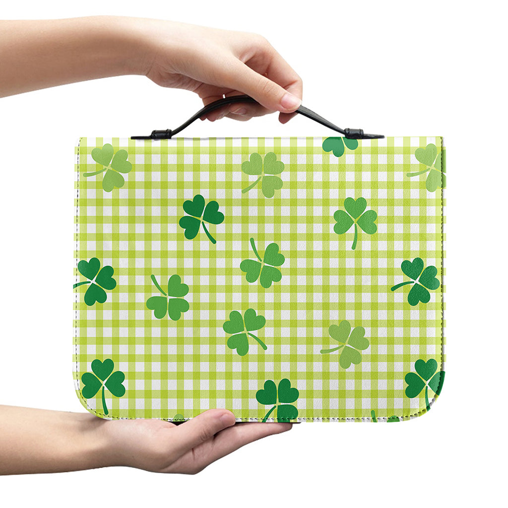 St. Patrick's Day Buffalo Plaid Print Leather Bible Cover
