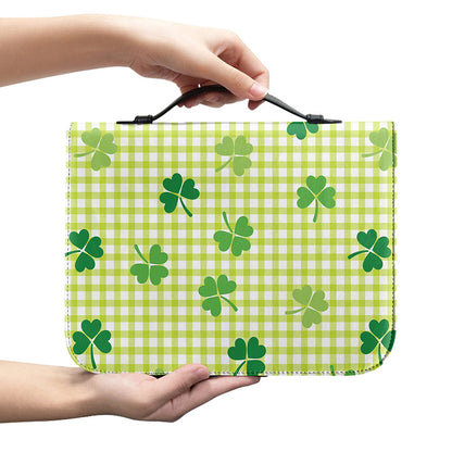 St. Patrick's Day Buffalo Plaid Print Leather Bible Cover