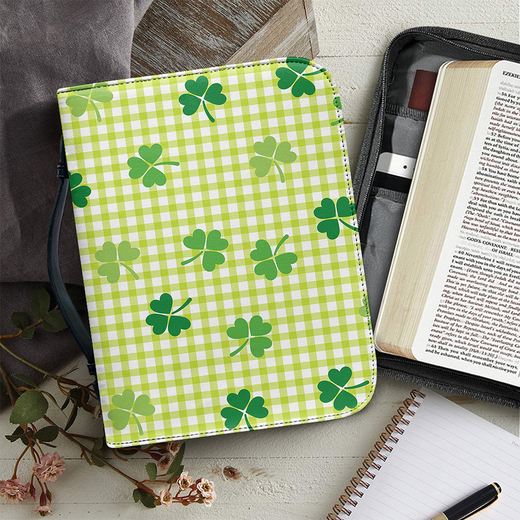 St. Patrick's Day Buffalo Plaid Print Leather Bible Cover