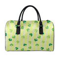 St. Patrick's Day Buffalo Plaid Print Leather Duffel Bag