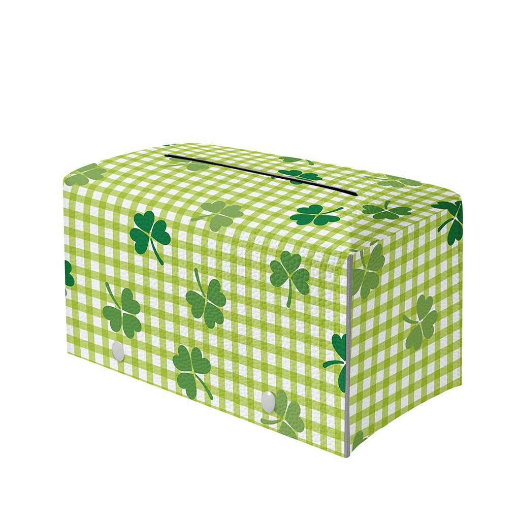 St. Patrick's Day Buffalo Plaid Print Leather Tissue Box Cover