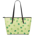 St. Patrick's Day Buffalo Plaid Print Leather Tote Bag With Zipper