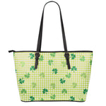 St. Patrick's Day Buffalo Plaid Print Leather Tote Bag