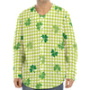 St. Patrick's Day Buffalo Plaid Print Long Sleeve Baseball Jersey