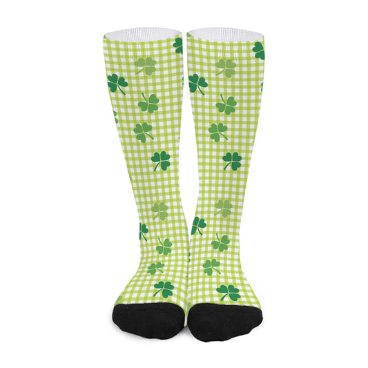 St. Patrick's Day Buffalo Plaid Print Long Socks