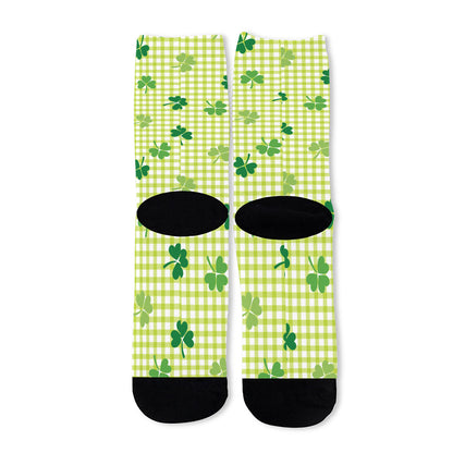 St. Patrick's Day Buffalo Plaid Print Long Socks