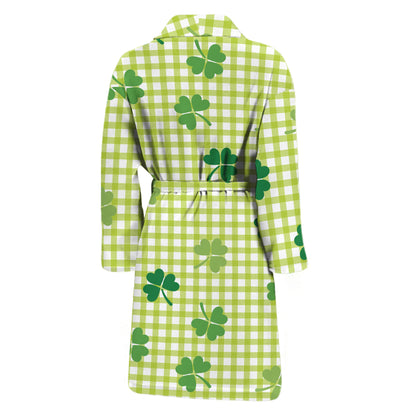 St. Patrick's Day Buffalo Plaid Print Men's Bathrobe