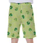 St. Patrick's Day Buffalo Plaid Print Men's Beach Shorts
