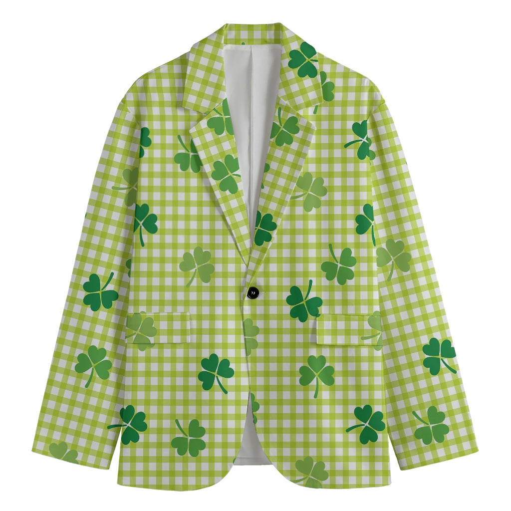 St. Patrick's Day Buffalo Plaid Print Men's Blazer