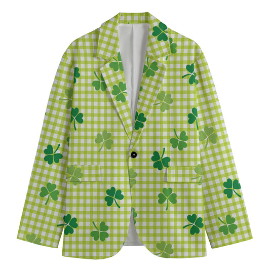St. Patrick's Day Buffalo Plaid Print Men's Blazer