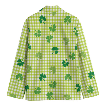 St. Patrick's Day Buffalo Plaid Print Men's Blazer