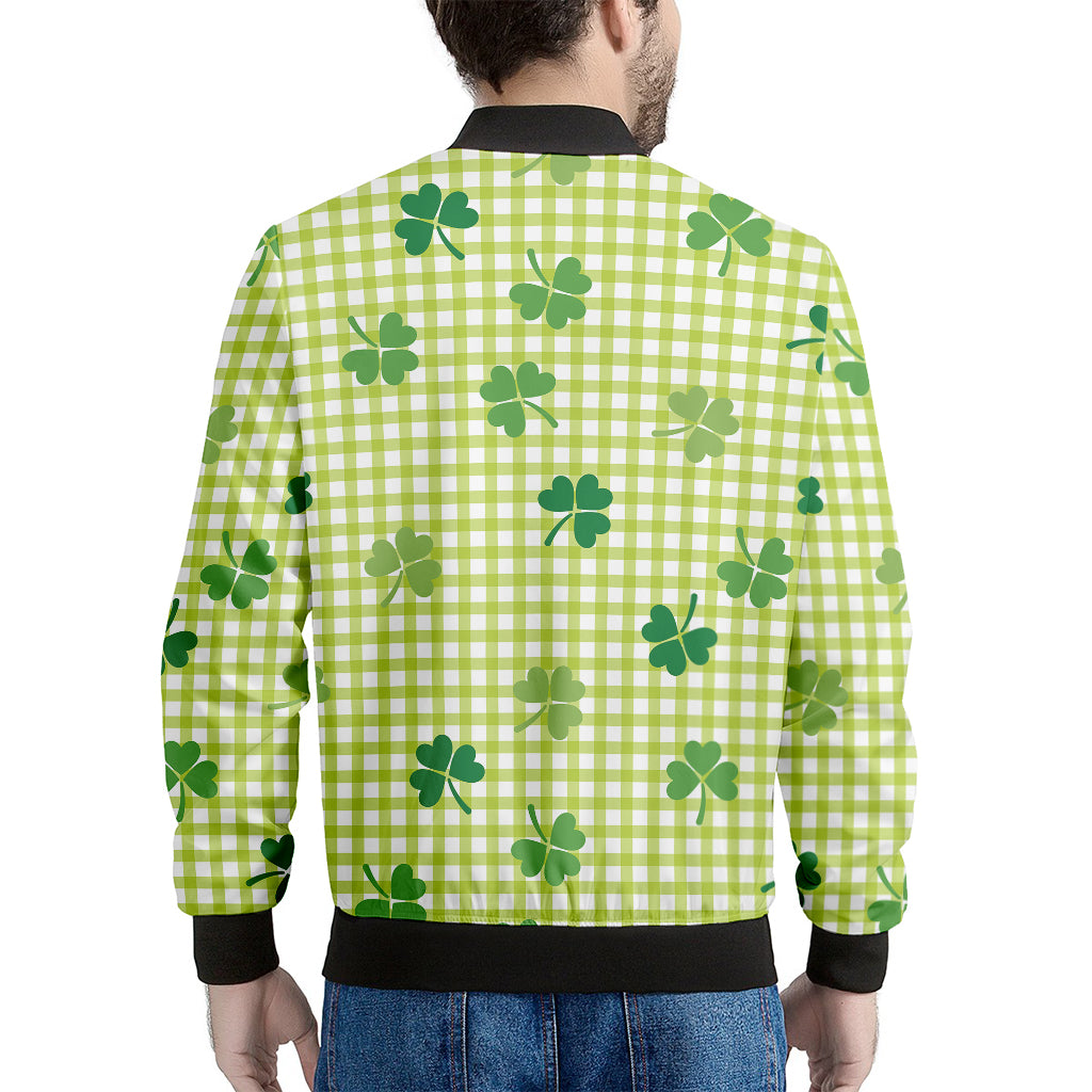 St. Patrick's Day Buffalo Plaid Print Men's Bomber Jacket