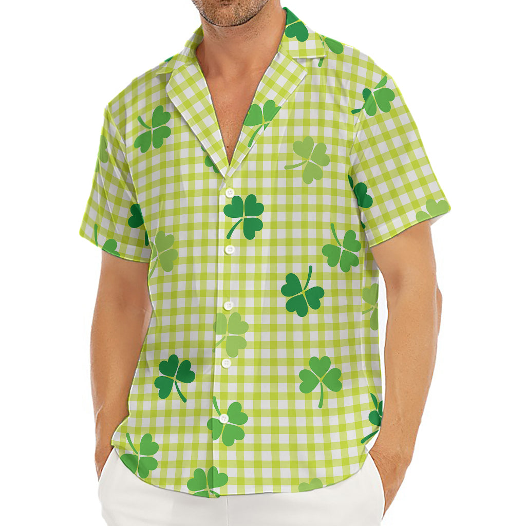 St. Patrick's Day Buffalo Plaid Print Men's Deep V-Neck Shirt
