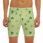 St. Patrick's Day Buffalo Plaid Print Men's Long Boxer Briefs