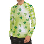 St. Patrick's Day Buffalo Plaid Print Men's Long Sleeve Rash Guard