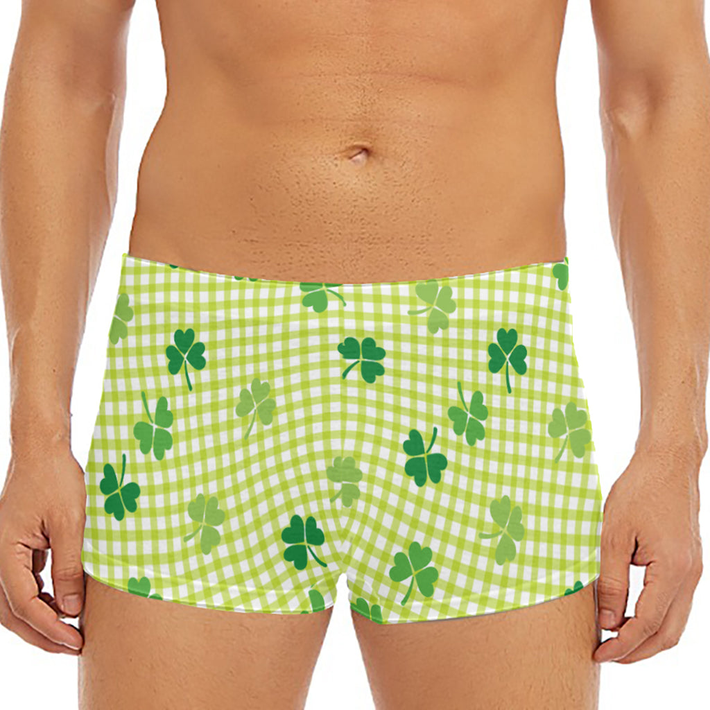 St. Patrick's Day Buffalo Plaid Print Men's Short Boxer Briefs