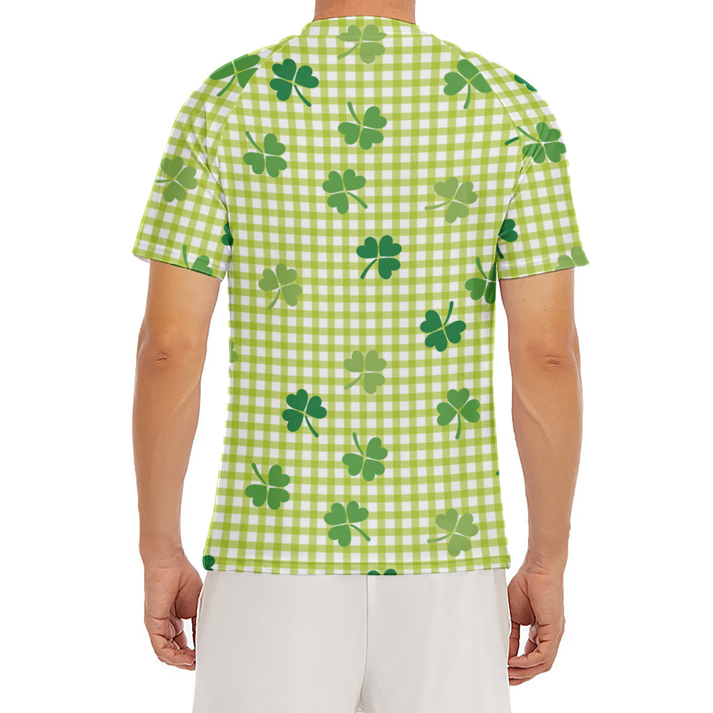St. Patrick's Day Buffalo Plaid Print Men's Short Sleeve Rash Guard