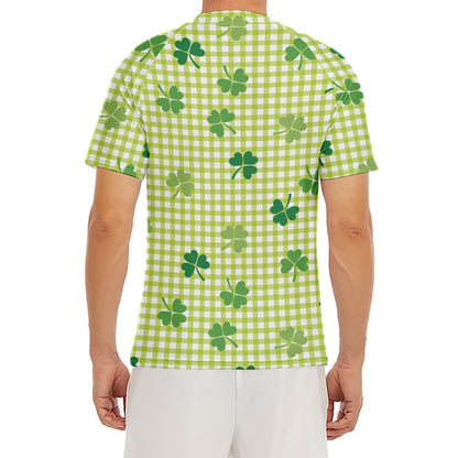 St. Patrick's Day Buffalo Plaid Print Men's Short Sleeve Rash Guard