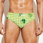 St. Patrick's Day Buffalo Plaid Print Men's Swim Briefs