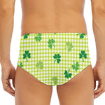 St. Patrick's Day Buffalo Plaid Print Men's Triangle Swim Briefs