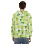St. Patrick's Day Buffalo Plaid Print Men's Velvet Pullover Hoodie