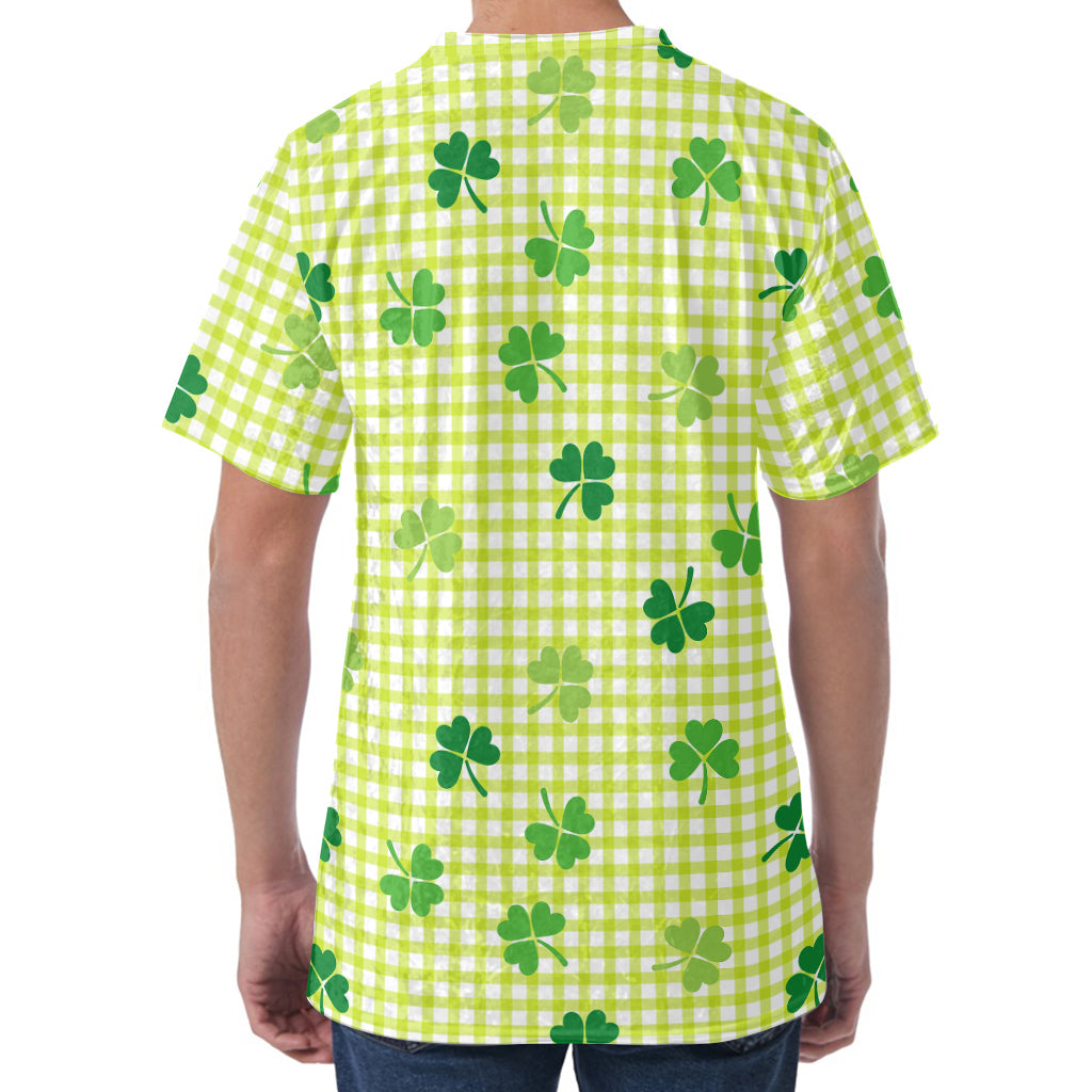St. Patrick's Day Buffalo Plaid Print Men's Velvet T-Shirt