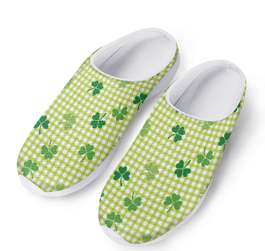 St. Patrick's Day Buffalo Plaid Print Mesh Casual Shoes
