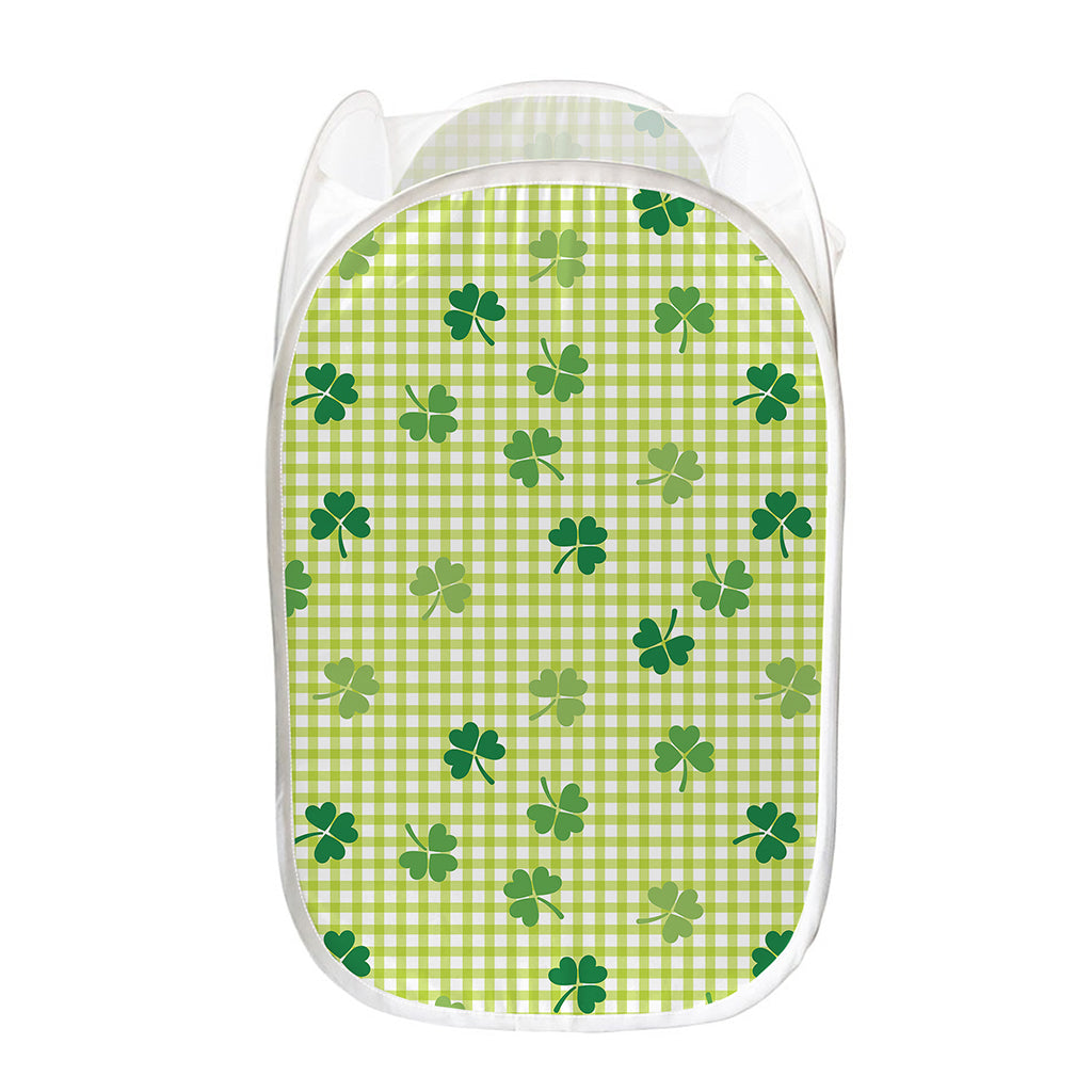 St. Patrick's Day Buffalo Plaid Print Mesh Laundry Hamper