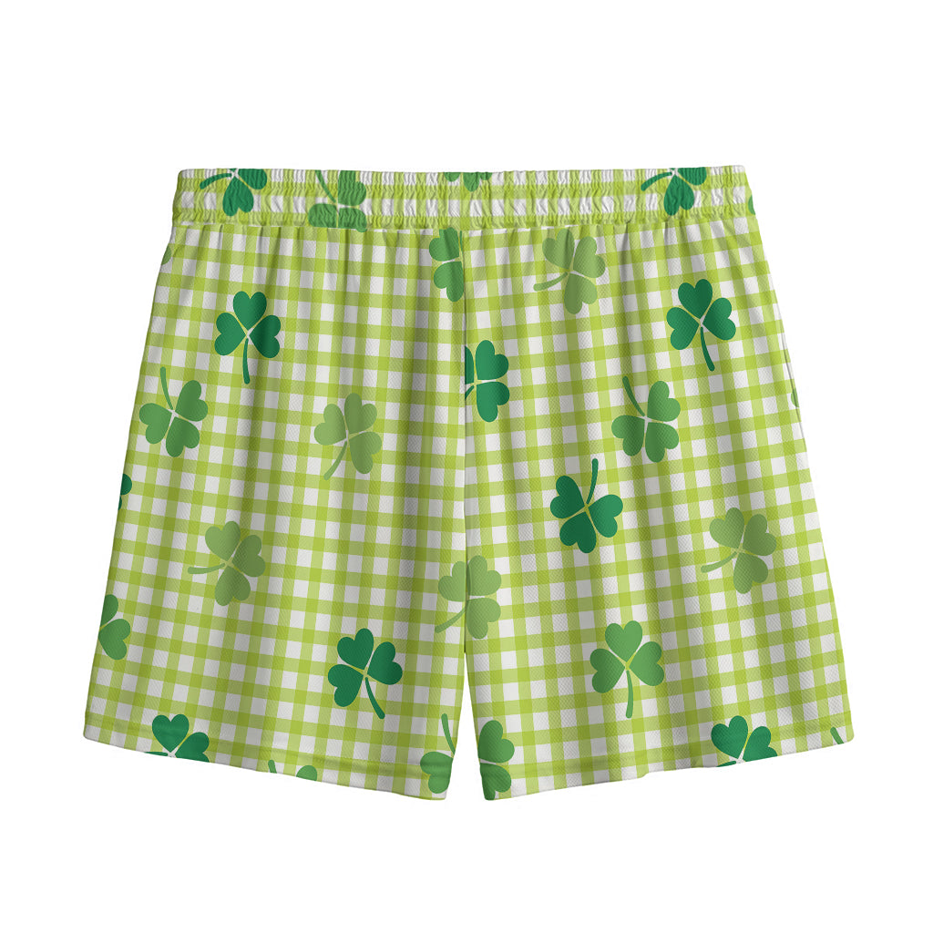 St. Patrick's Day Buffalo Plaid Print Mesh Shorts