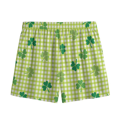 St. Patrick's Day Buffalo Plaid Print Mesh Shorts