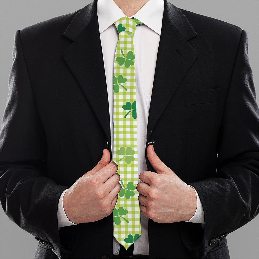 St. Patrick's Day Buffalo Plaid Print Necktie