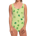 St. Patrick's Day Buffalo Plaid Print One Piece Swimsuit