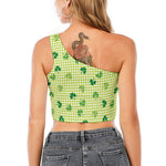 St. Patrick's Day Buffalo Plaid Print One Shoulder Crop Top