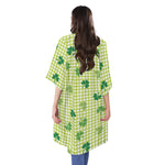 St. Patrick's Day Buffalo Plaid Print Open Front Beach Cover Up