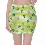 St. Patrick's Day Buffalo Plaid Print Pencil Mini Skirt
