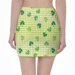 St. Patrick's Day Buffalo Plaid Print Pencil Mini Skirt