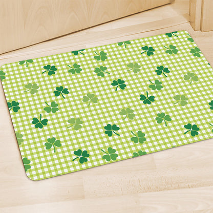 St. Patrick's Day Buffalo Plaid Print Polyester Doormat