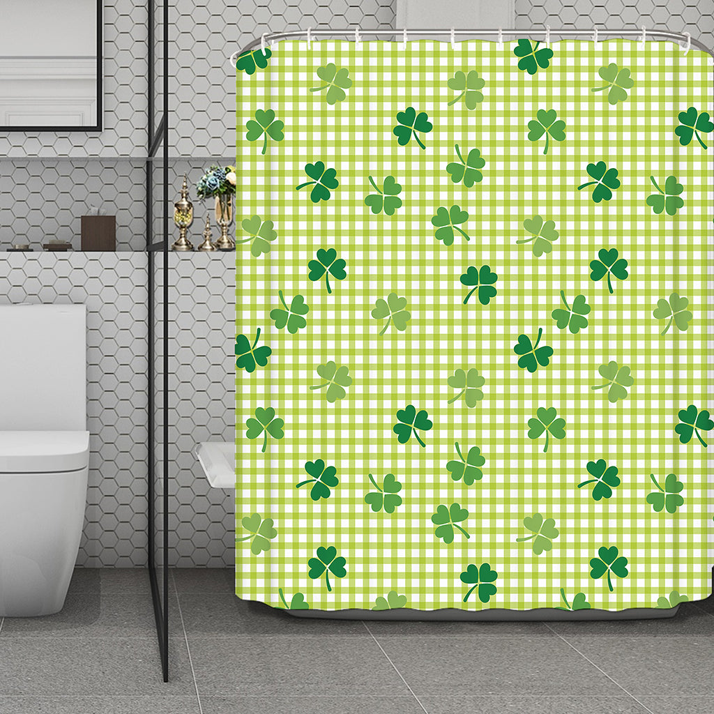 St. Patrick's Day Buffalo Plaid Print Polyester Shower Curtain